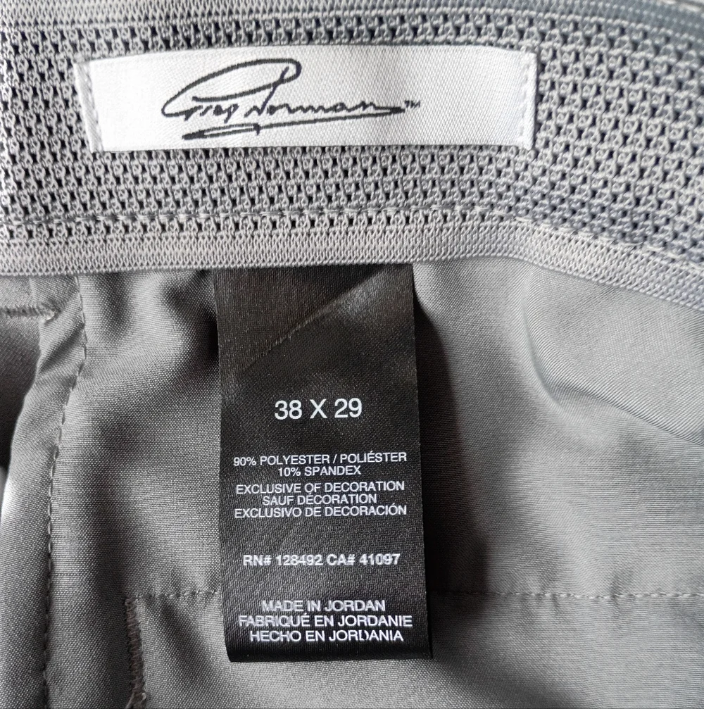 Greg Norman Mens Gray‎ Stretch Golf Pants Flat Front Performance 38x29